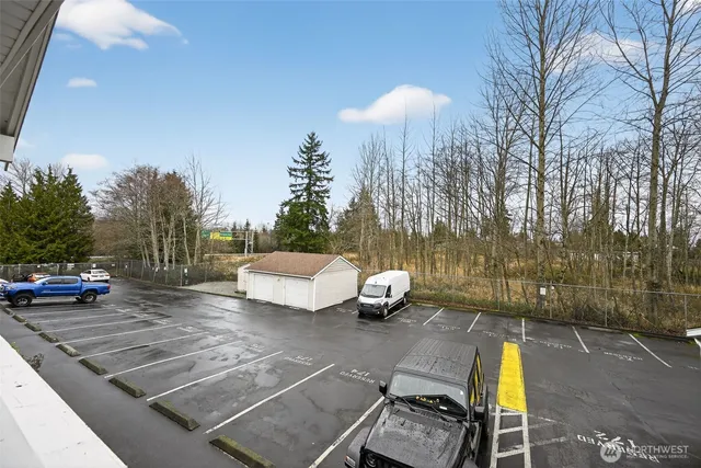 a balcony with a door