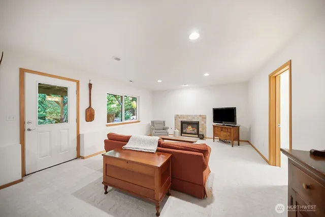 a view of a patio with a table chairs and a table
