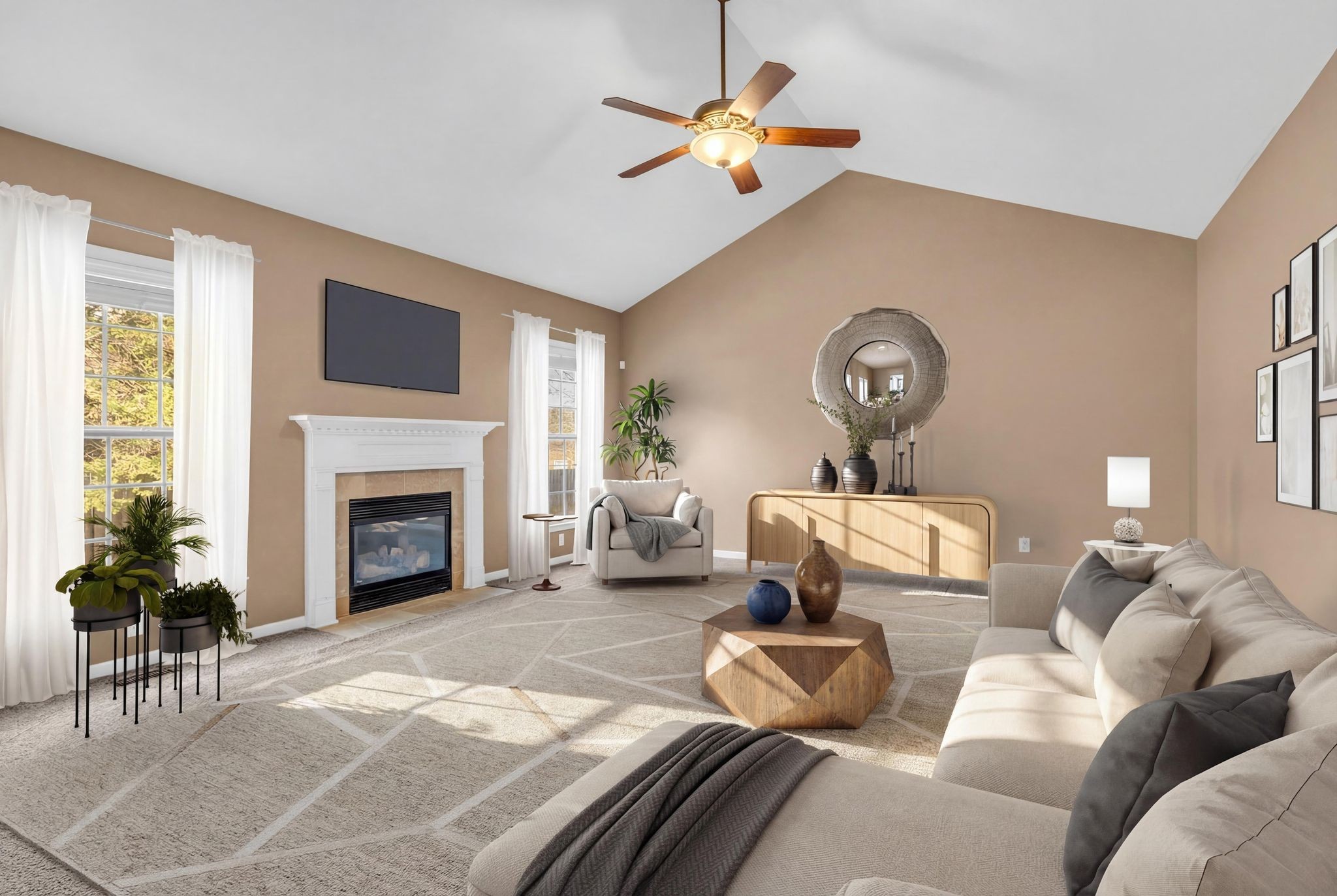 105 Lagan Court Franklin, TN 37064 - Photo 24 of 51 a living room with furniture a fireplace and a large window