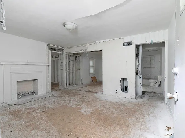 a view of a livingroom with a fireplace