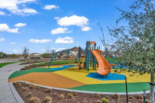 a view of a park with slide