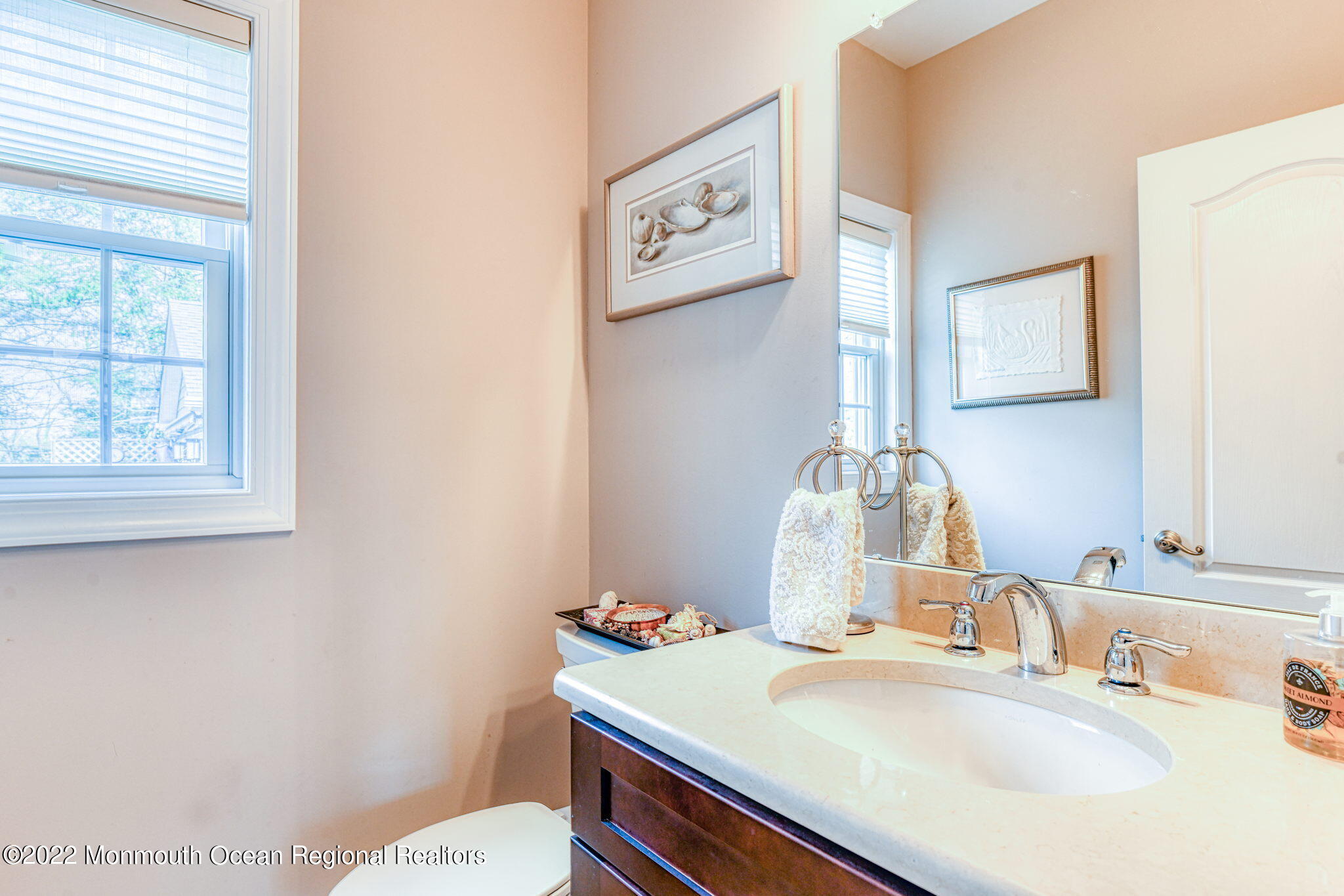 346 South Boulevard Spring Lake, NJ 07762 - Photo 19 of 56 a bathroom with a sink vanity mirror and toilet