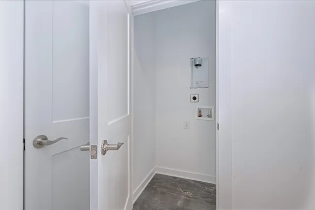 a view of a room with racks on the wall