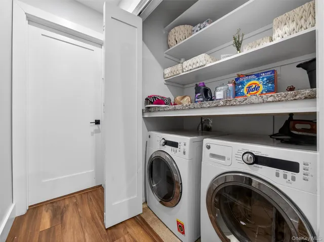 a utility room with dryer and washer