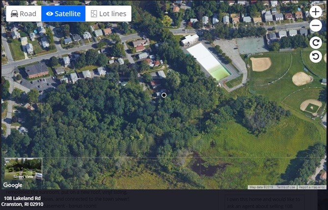 108 Lakeland Road Cranston, RI 02910 - Photo 30 of 31 AERIAL VIEW (Black dot is the house)