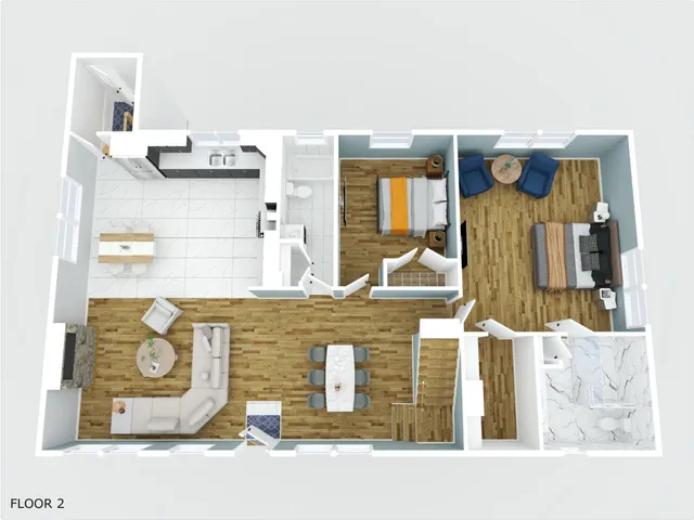 a bathroom with a mirror