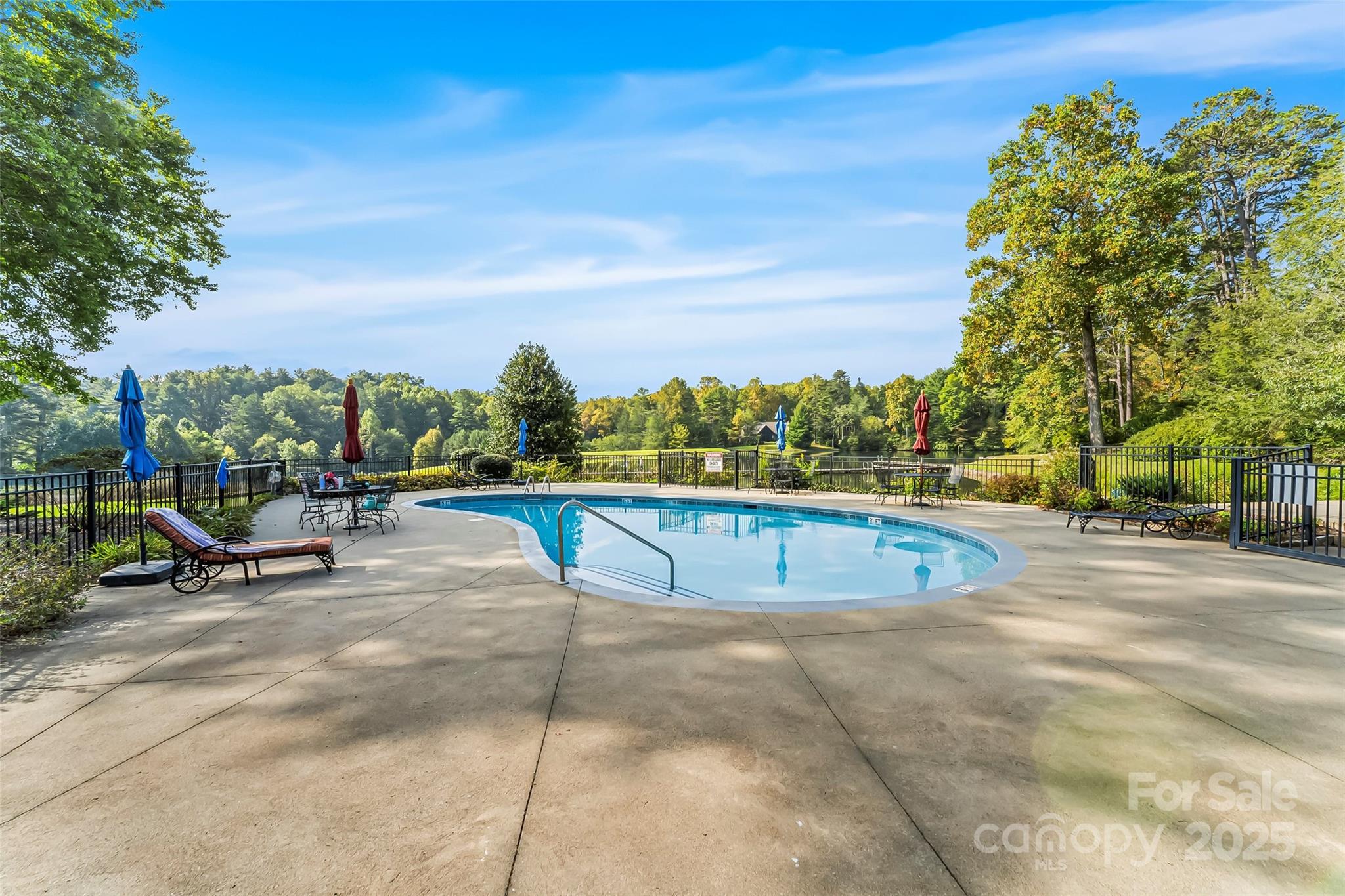 L12 R TrailSide Court Brevard, NC 28712 - Photo 6 of 13 a view of a swimming pool with a bench and trees in the background