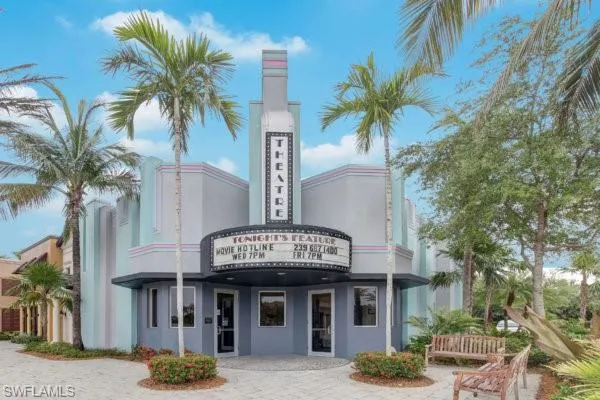 a view of a lobby with a tree