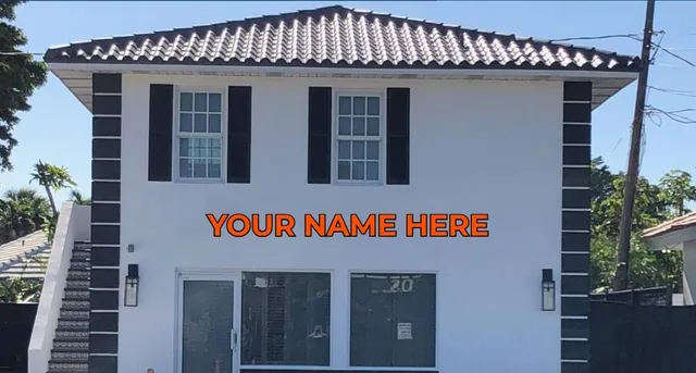 a front view of a building