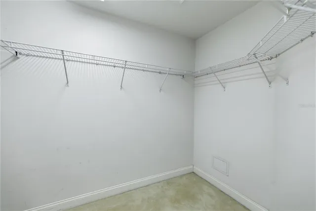 a view of a room with racks on the wall