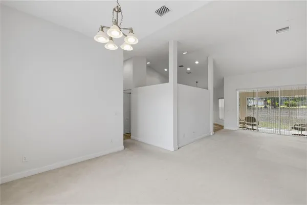 a view of a livingroom with a chandelier