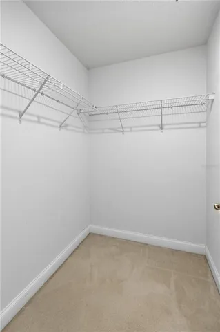 a view of a room with racks on the wall