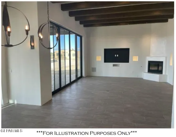 a view of a kitchen with a sink and a refrigerator