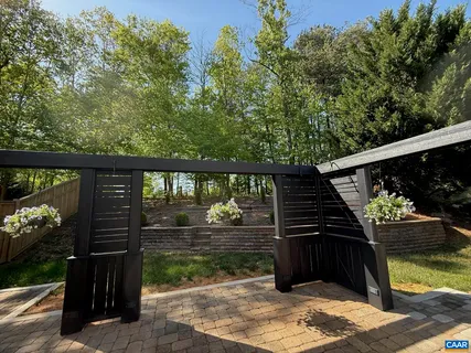 a view of a porch with a yard