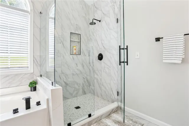 a bathroom with a shower