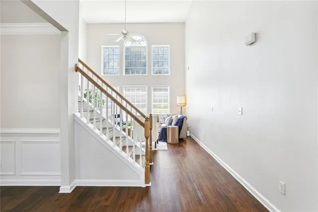 a view of entryway with wooden floor