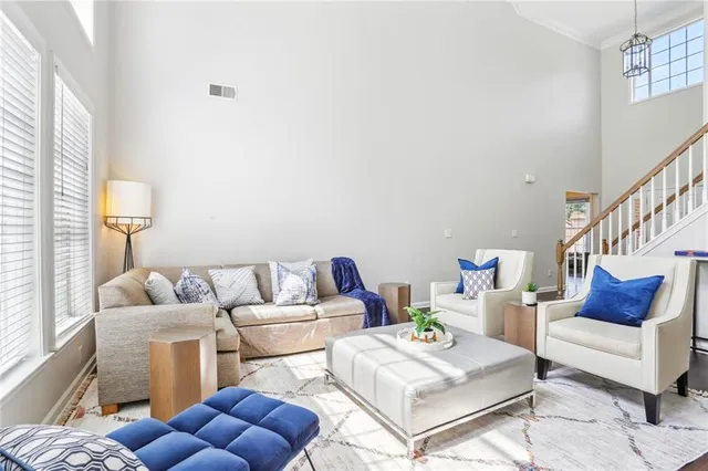 a living room with furniture