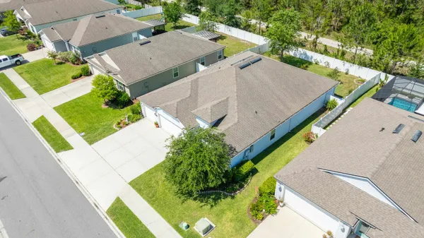 an aerial view of a house