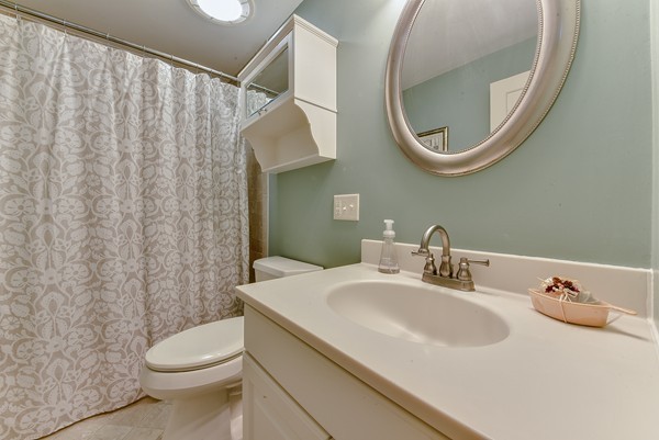 15 Charles Street Natick, MA 01760 - Photo 11 of 21 a bathroom with a sink and a mirror