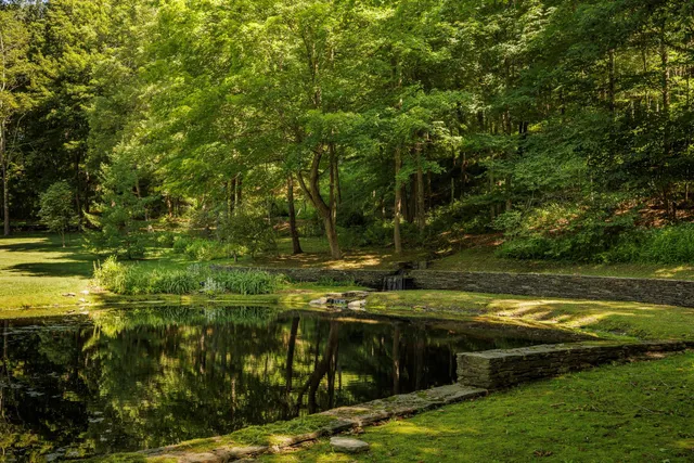 a view of a lake with houses