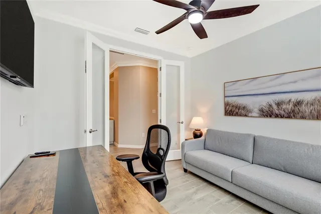 a view of a balcony with lake view