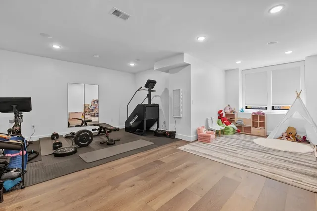 a view of a room with gym equipment