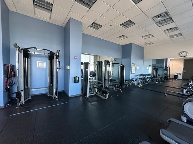 a view of a room with gym equipment