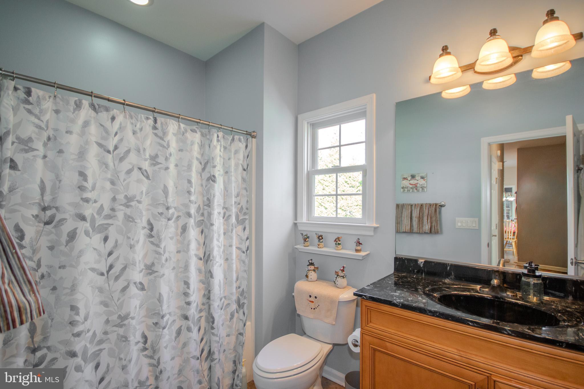 7395 Cherry Walk Road Hebron, MD 21830 - Photo 34 of 61 a bathroom with a granite countertop sink a toilet and a mirror