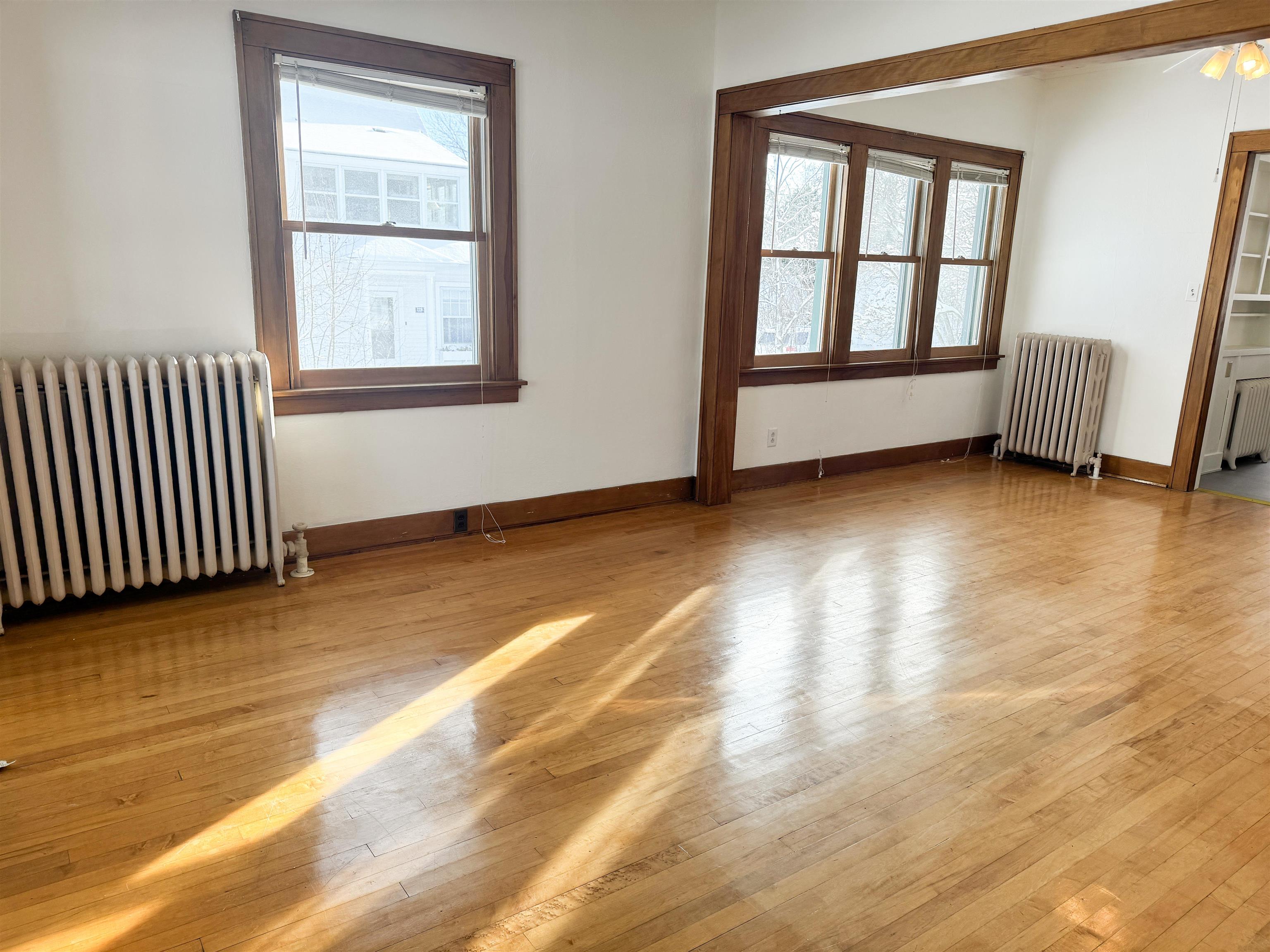 315 3rd Avenue East Washburn, WI 54891 - Photo 6 of 14 Spare room featuring radiator heating unit, healthy amount of natural light, and light wood-type flooring