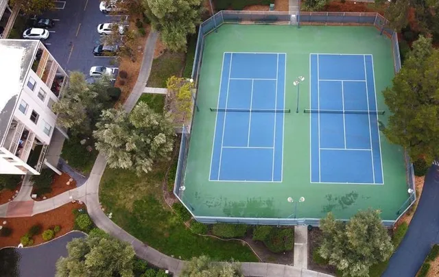 an aerial view of a house