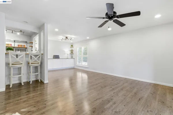 a view of a yard from a balcony