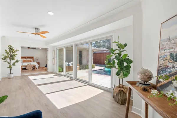 a room with furniture and a potted plant