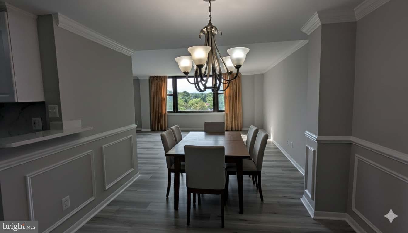 4600 Duke Street, Unit 620 Alexandria, VA 22304 - Photo 12 of 40 a view of a dining room with furniture window and wooden floor