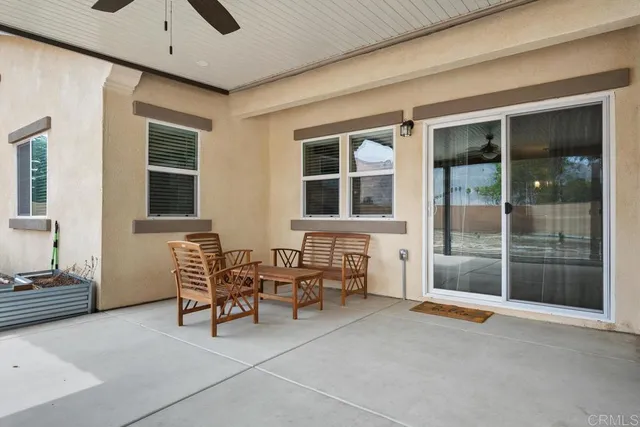 a outdoor space with patio area