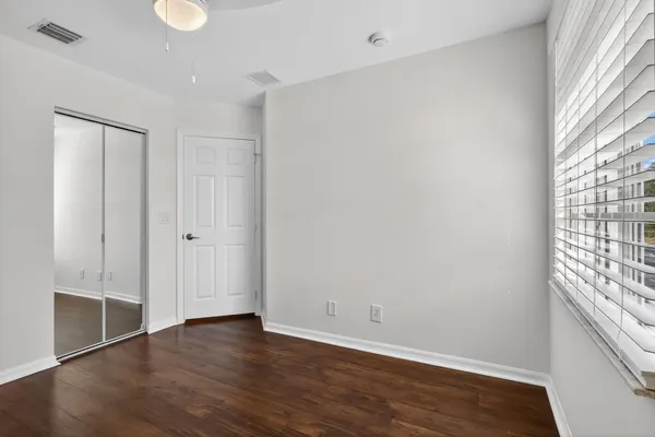 an empty room with windows