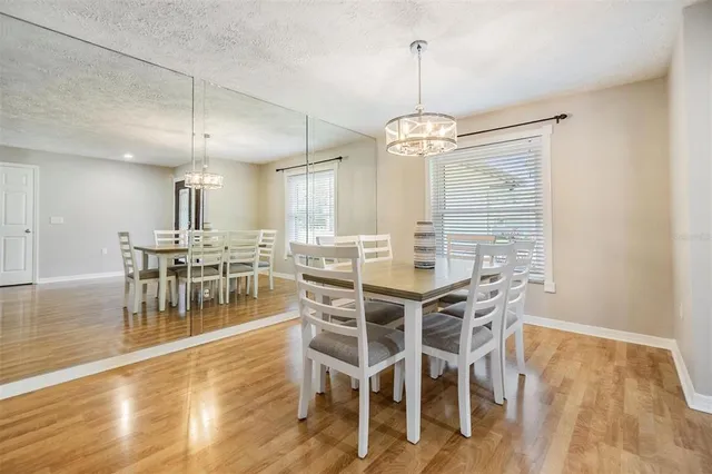 a view of a dining room and livingroom