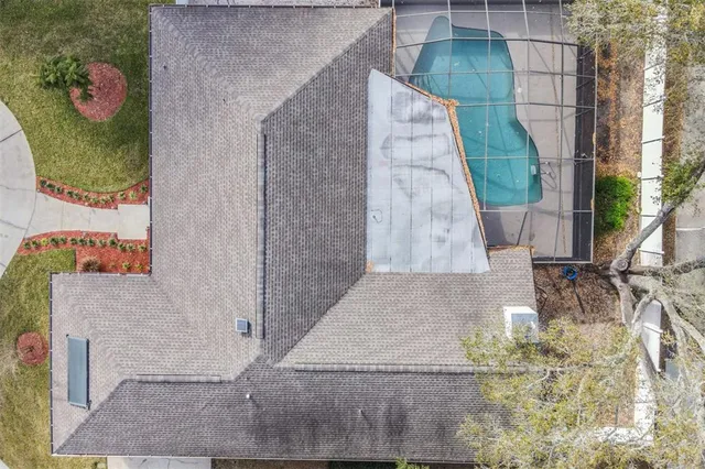 an aerial view of a house having outdoor space