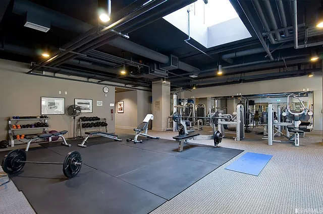 a view of a room with gym equipment