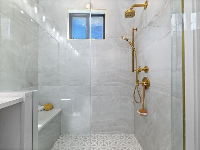 a bathroom with a shower