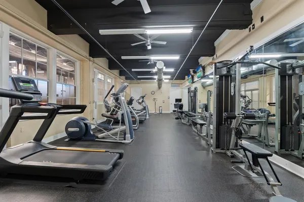 a view of a room with gym equipment
