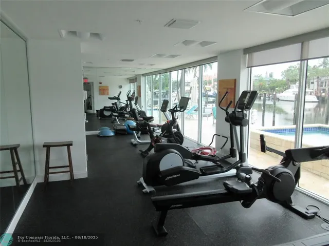 a view of a room with gym equipment