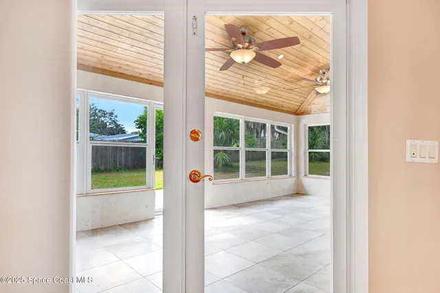 a view of a garden from a windows