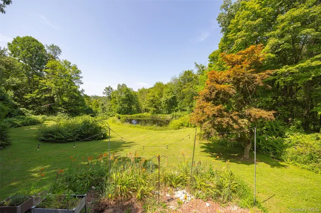 a view of an ocean with a yard