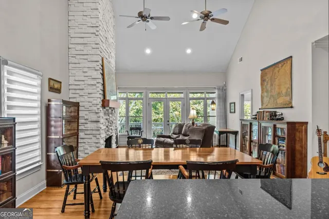 a bathroom with double sink and a mirror
