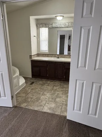 a bathroom with a sink a mirror and a toilet