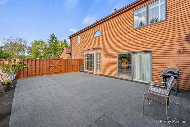 a view of a deck on the house