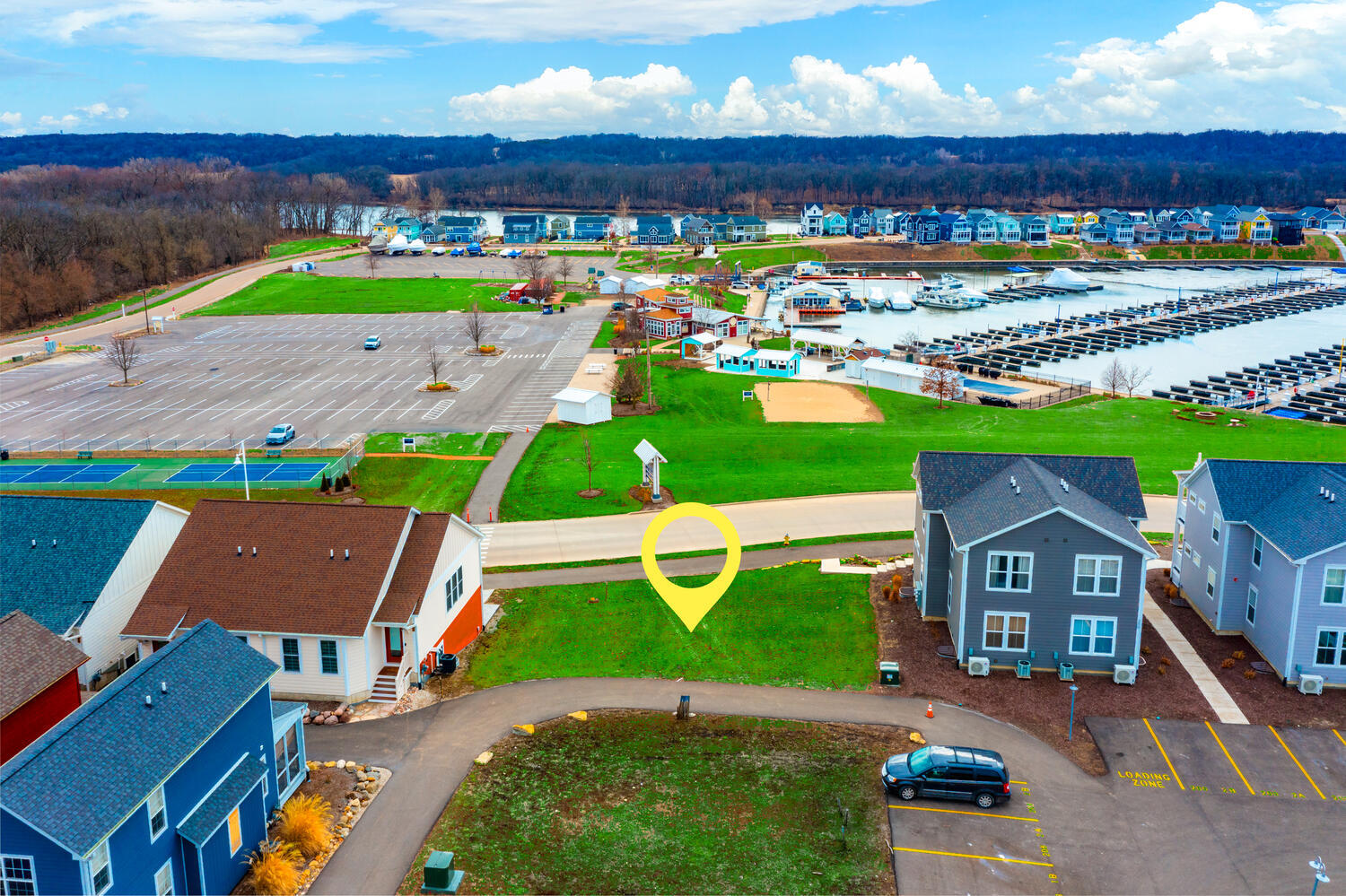 an aerial view of a house