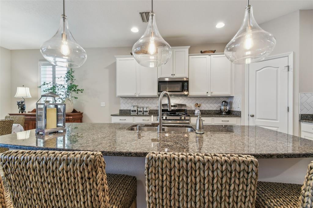 6467 Seasound Drive Apollo Beach, FL 33572 - Photo 25 of 81 a kitchen with stainless steel appliances granite countertop a sink a stove and cabinets