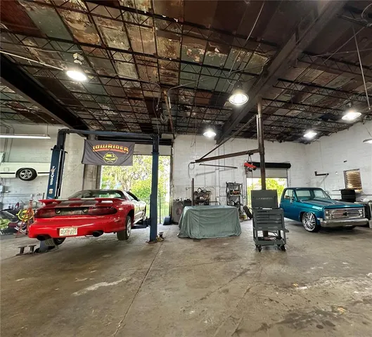 a view of car parked in garage