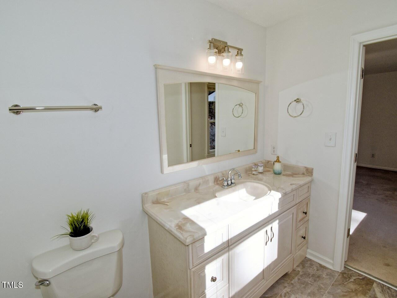 3217 Banks Road Raleigh, NC 27603 - Photo 18 of 29 a bathroom with a sink toilet and mirror